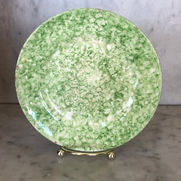 TIFFANY & CO STANGL Spongeware Hand Painted Green Caughley Plate Green … - Picture 2 of 14